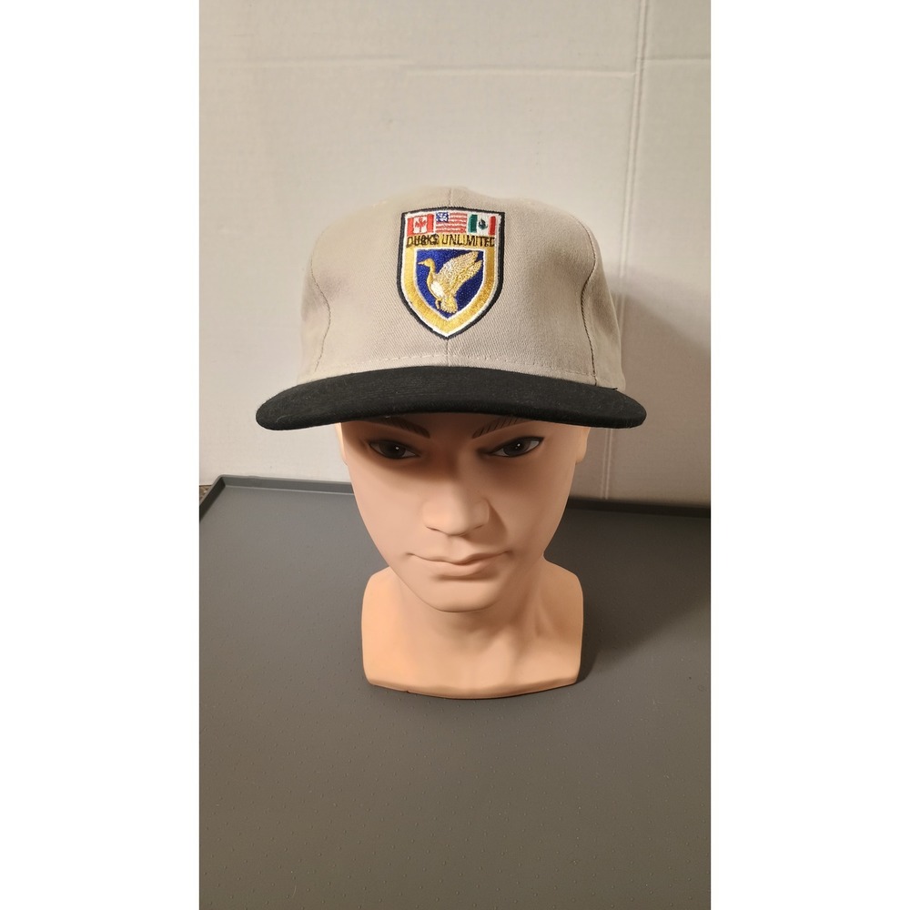 Ducks Unlimited Snapback Hat Unisex OSFM Tan Black Excellent Vintage Flag Patch